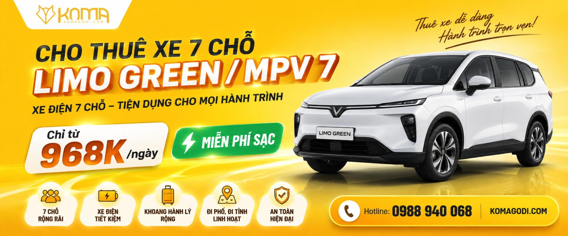 Dịch vụ thuê xe 7 chỗ tự lái Hà Nội uy tín - koma